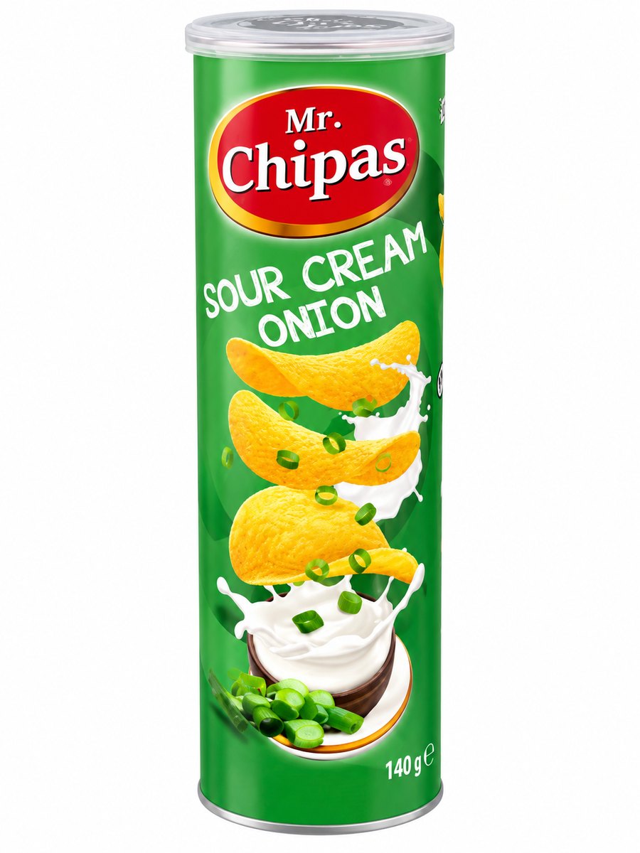 Чипси Мр. Чіпас Сметана та цибуля Mr.Chipas Sour cream&onion 160г
