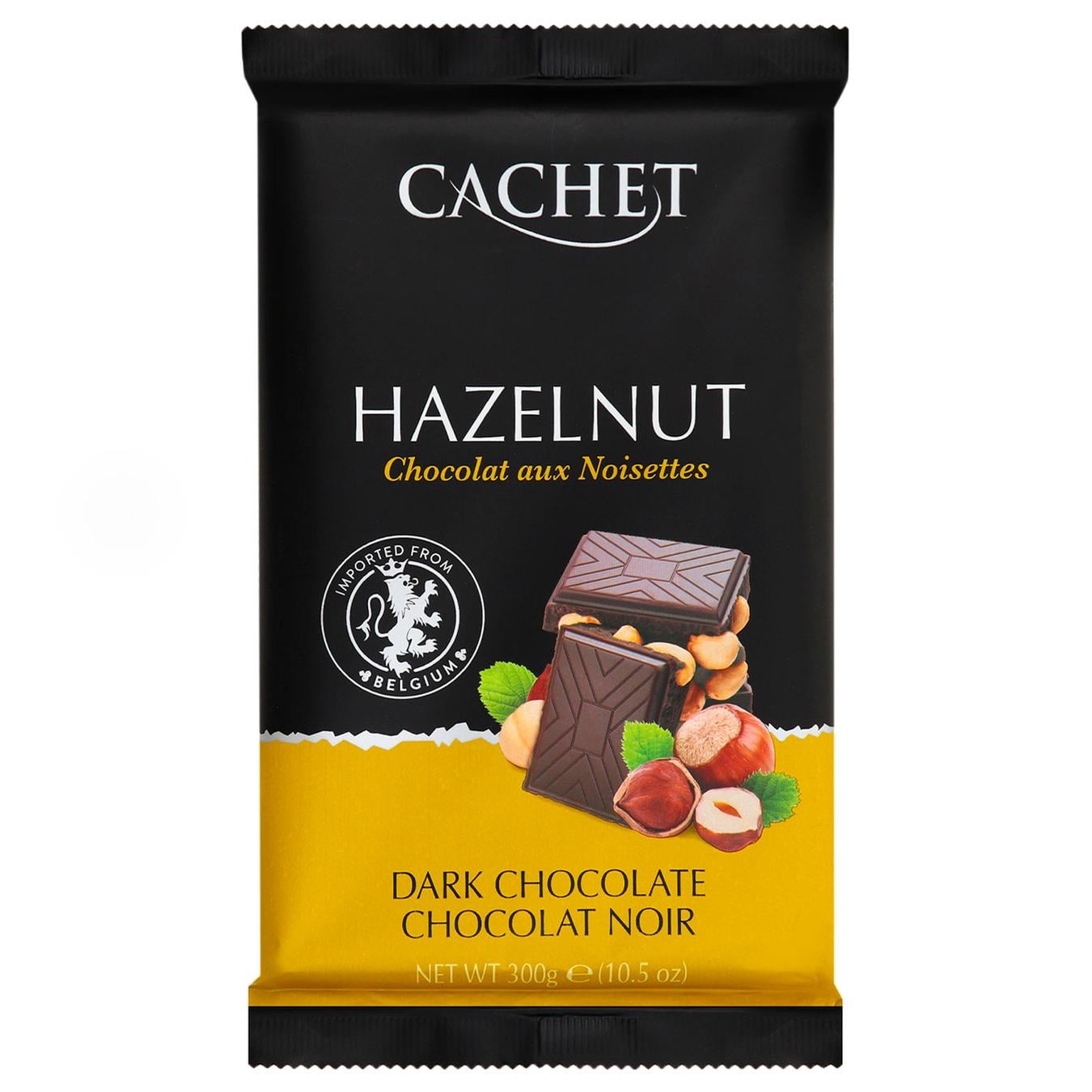 Шоколад CACHET Dark Chocolate Hazelnut Чорний Фундук 300 г