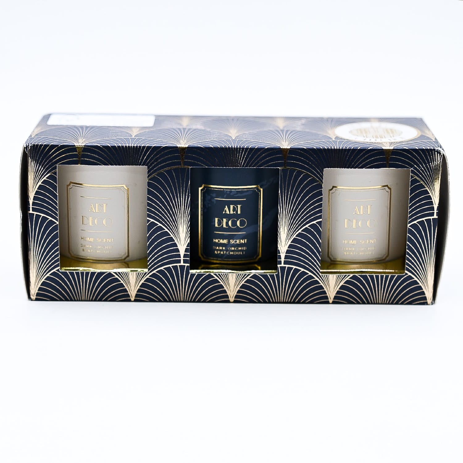 Набір ароматичних свічок Art Deco «Dark Orchid & Patchouli», 3 шт