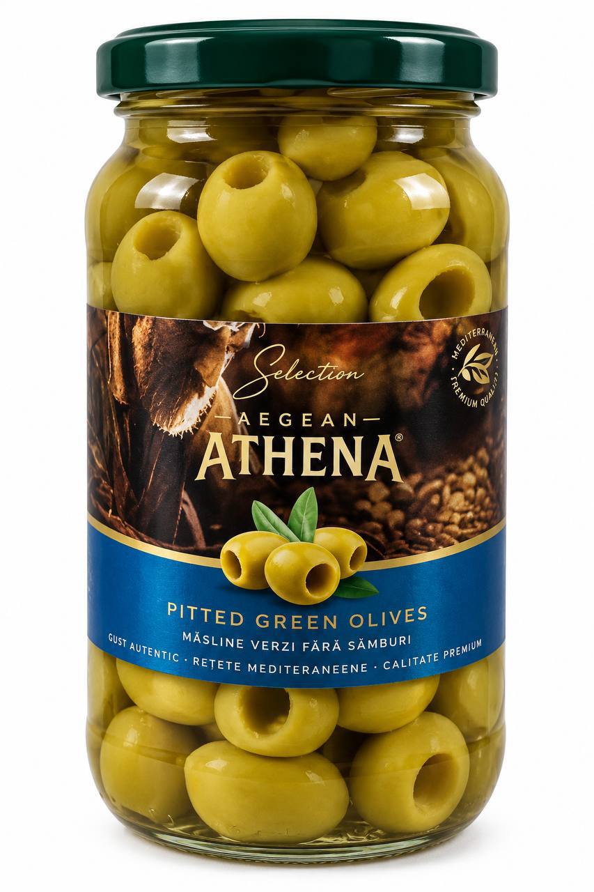 Оливки зелені Athena (без кісточки), 700г