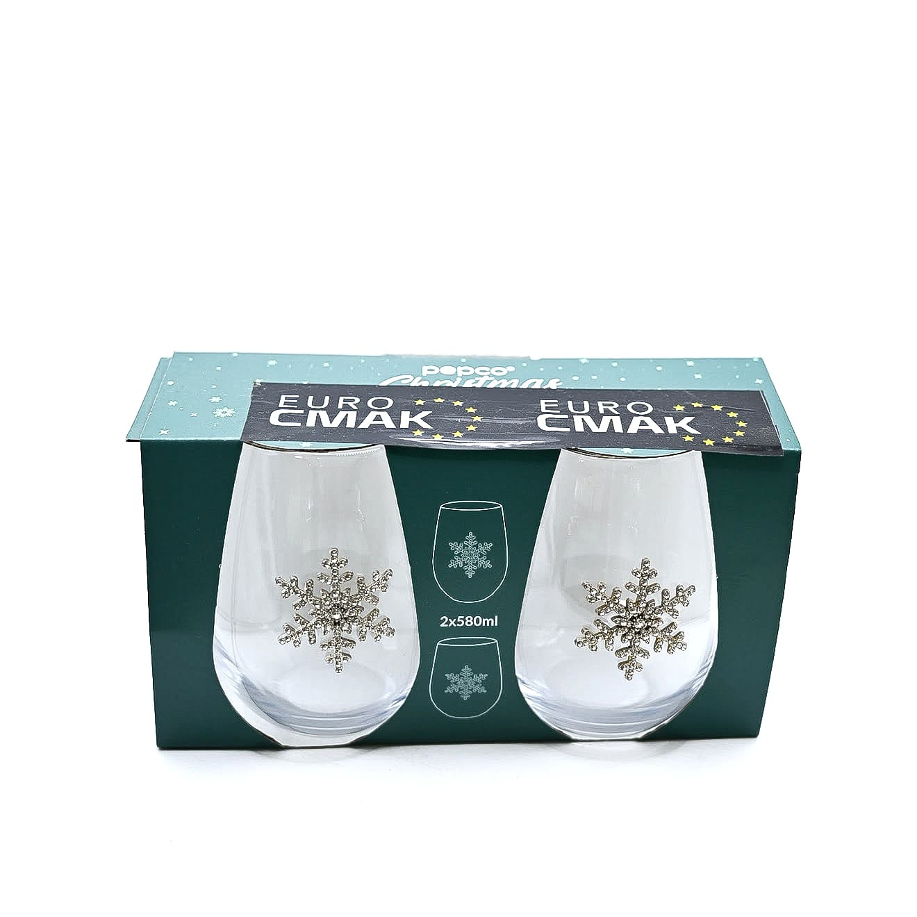 Pepco Christmas Склянки 2x 580ml зі сніжинками, 2x580ml