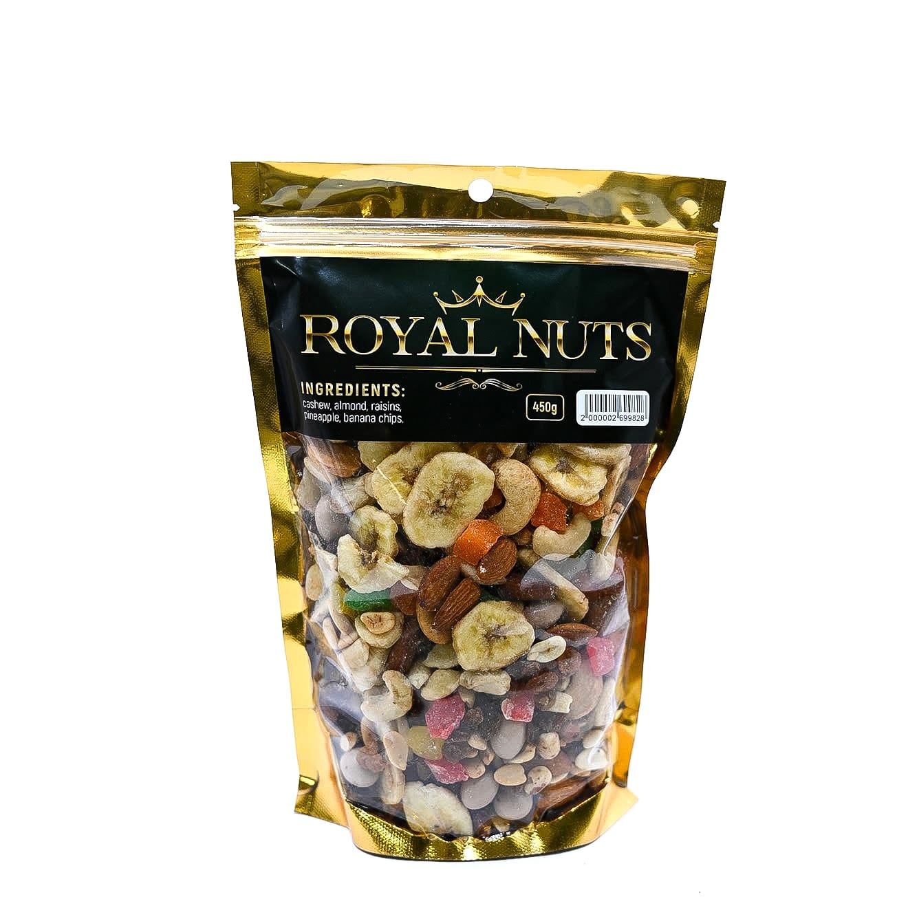 Royal Nuts Mix: cashew, almond, raisins, pineapple, banana chips, 450g
